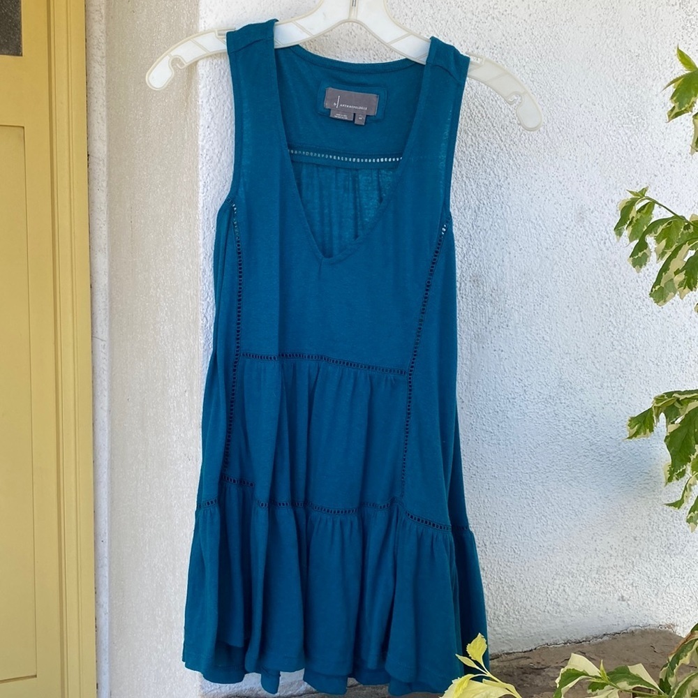 ANTHROPOLOGIE XS TEAL BLUE GREEN SLEEVELESS BABYDOLL TANK TUNIC NWOT 🌹HP🌹